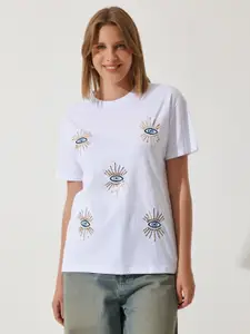 Happiness istanbul Women Graphic Printed Round Neck Cotton T-Shirt