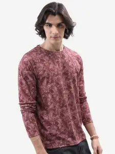 HIGHLANDER Peach-Coloured Floral Printed T-shirt