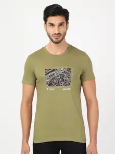 Lee Men Olive Green Slim Fit T-shirt