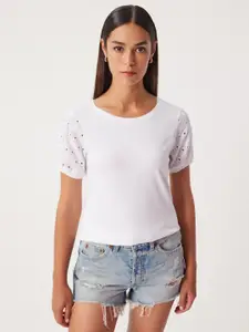 Happiness istanbul Women Solid Round Neck Cotton T-Shirt