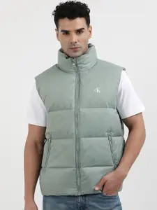 Calvin Klein Jeans Men Geometric Colourblocked Windcheater Quilted Jacket