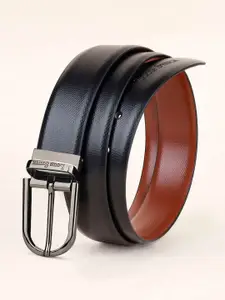 LOUIS STITCH Men Black Textured Leather Formal Belt