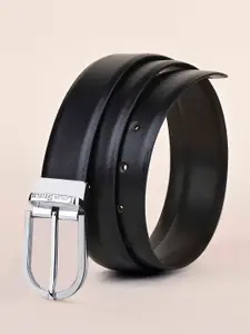 LOUIS STITCH Men Black Textured Leather Formal Belt