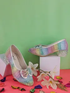 BAESD Girls Embellished Block Heels Mules With Bows