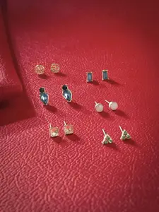 Accessorize Set Of 6 Crystals Studded Geometric Studs