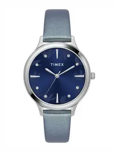 Timex Women Brass Embellished Dial & Leather Straps Analogue Watch TWTL12108