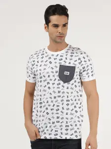 Lee Men White Printed Slim Fit T-shirt