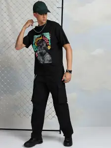 HIGHLANDER Relaxed Fit Graphic Printed Drop-Shoulder Sleeves T-shirt