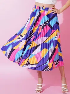 ZWERLON Printed Flared Midi Skirts