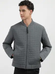 Calvin Klein Jeans Men Checked Windcheater Quilted Jacket with Patchwork