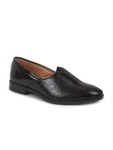 FAUSTO Men Textured Patent Leather Lightweight Ethnic Mojaris