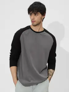 The Souled Store Men Solid Round Neck Cotton T-Shirt