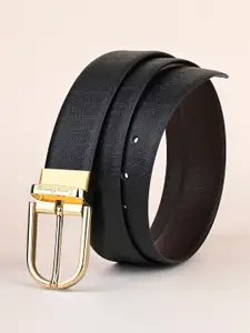 LOUIS STITCH Men Textured Leather Formal Reversible Belts