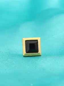 KRENOZ Men Gold-Plated Square Enamel Antique Studs