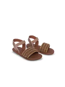 Minesole Girls Embellished Open Toe Flats