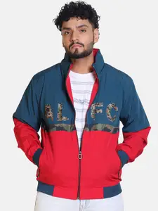 BAESD Men Colourblocked Lightweight Outdoor Embroidered Jacket