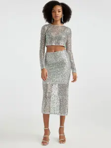 DeFacto Women Embellished Straight Midi Pencil Skirt