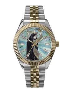 Timex Women Patterned Dial & Stainless Steel Straps Analogue Watch TW2W63600X6