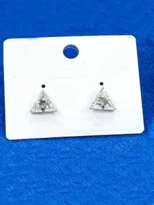 VAGHBHATT Silver Plated Zircon Studded Triangular Studs