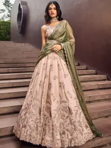 panchhi Embroidered Sequinned Semi-Stitched Lehenga & Unstitched Blouse With Dupatta