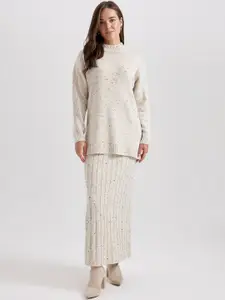 DeFacto Women Self Design Straight Maxi Skirts