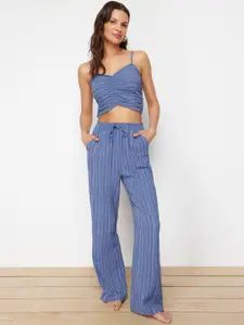 Trendyol Striped Shoulder Straps Top With Trousers