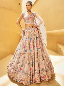 panchhi Embroidered Organza Semi Stitched Lehenga & Unstitched Blouse With Dupatta