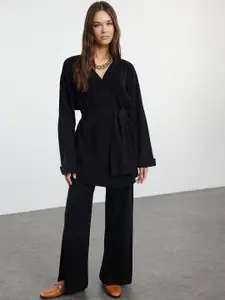 Trendyol V-Neck Acrylic Top With Trousers