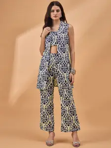 all about you Printed Top With Trousers & Waistcoat Co-Ords