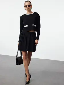 Trendyol Round Neck Long Sleeves Top With Skirt