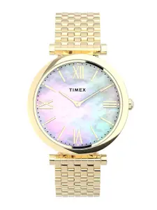 Timex Women Brass Mother of Pearl Dial & Stainless Steel Straps Analogue Watch TW2T79100UJ