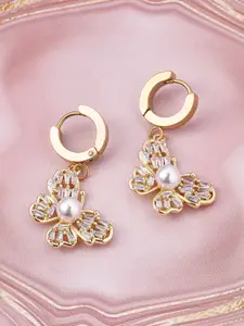 Rubans 18K Gold-Plated Stainless Steel Tarnish-Free Demi-Fine Faux Pearl Drop Earring