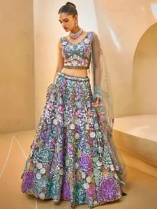 panchhi Embroidered Organza Semi-Stitched Lehenga & Unstitched Blouse With Dupatta