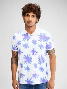 SPYKAR Men Floral Printed Polo Collar Tropical Slim Fit T-shirt