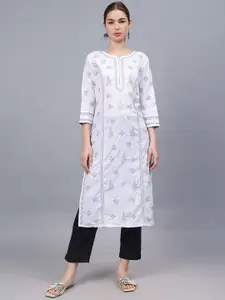 Seva Chikan Ethnic Motifs Embroidered Chikankari Cotton Straight Kurta