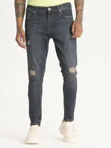 Snitch Men Narrow Skinny Fit Mildly Distressed Heavy Fade Stretchable Jeans