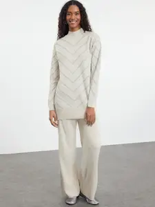 Trendyol High Neck Printed Top & Trouser