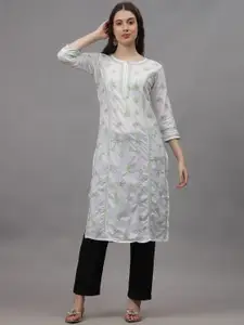 Seva Chikan Ethnic Motifs Embroidered Chikankari Straight Kurta