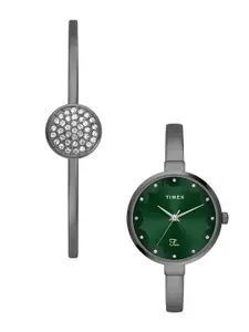 Timex Women Brass Embellished Dial & Straps Analogue Watch TWEL18503