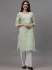 Seva Chikan Ethnic Motifs Embroidered Chikankari Straight Kurta