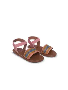 Minesole Girls Embellished Open Toe Flats