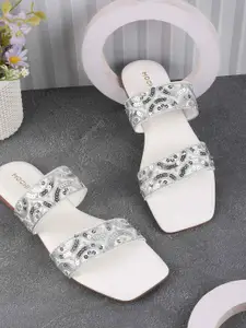 Mochi Women Embelished Open Toe Flats