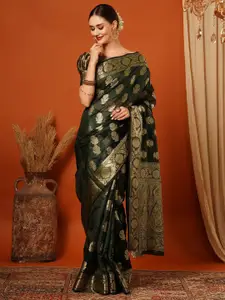 KALINI Woven Design Zari Pure Silk Kanjeevaram Saree