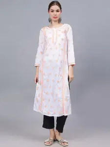 Seva Chikan Ethnic Motifs Embroidered Chikankari Cotton Straight Kurta