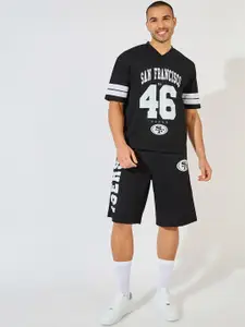 Styli Men NFL 49-ers Mesh Oversized Tee with Oversize Shorts Athleisure Set