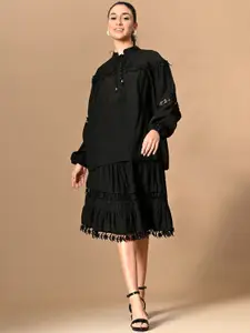 PANKH Stark Self Design Top With Skirt Co-Ords