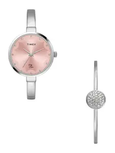 Timex Women Brass Embellished Dial & Straps Analogue Watch TWEL18500