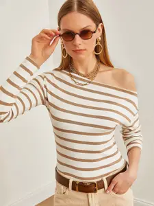 Olalook Striped Choker Neck Top