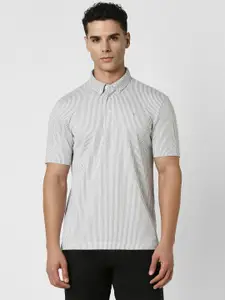 Van Heusen Men Striped Polo Collar Pockets T-shirt
