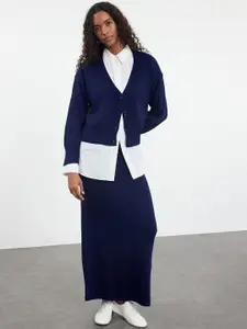 Trendyol Self Design Acrylic Sweater With Skirt